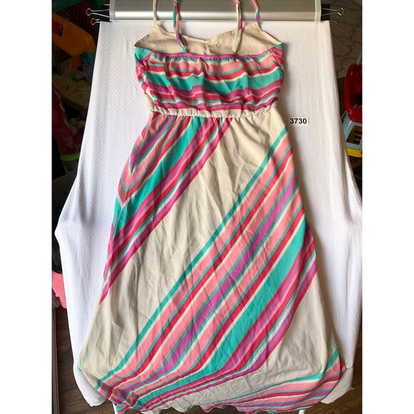 Heart Soul Women Maxi Dress size M Sleeveless Elastic Waist Casual Rainbow Pink - Picture 10 of 10